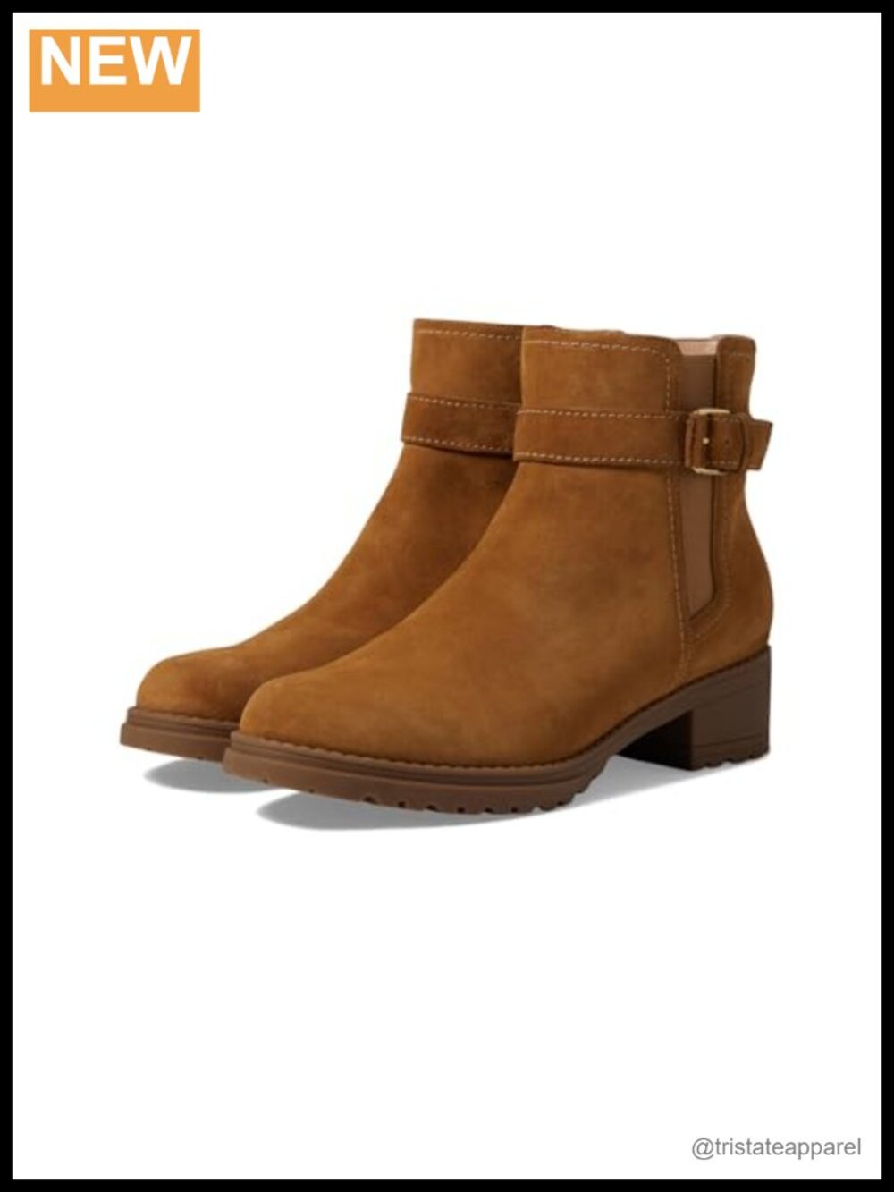 Women's Waterproof Ankle Bootie Leather with Buckle Detail Ins
